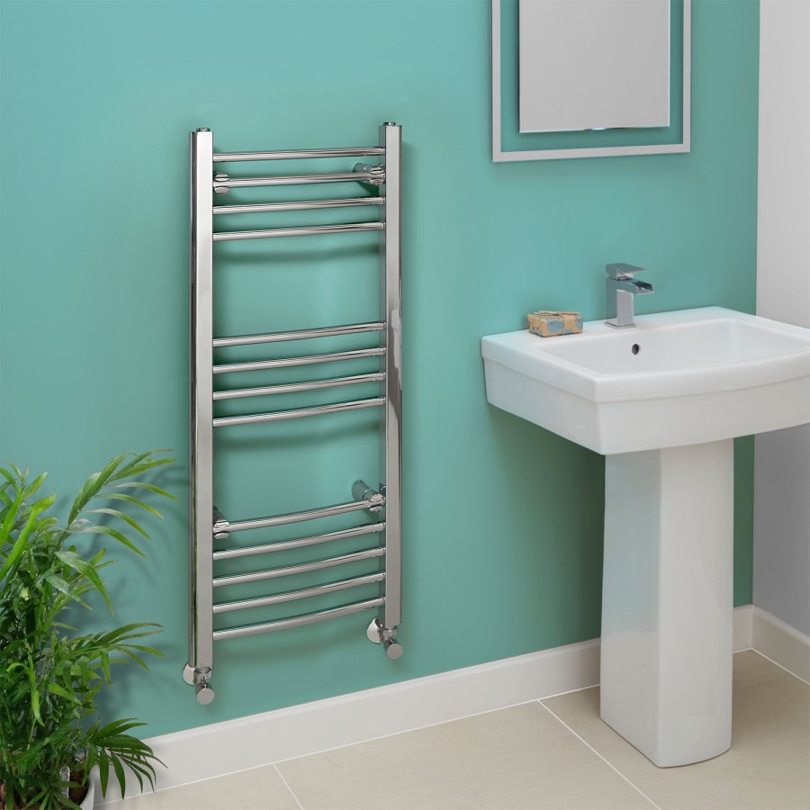 Eco Heat 1000 x 400mm Curved Chrome Heated Towel Rail