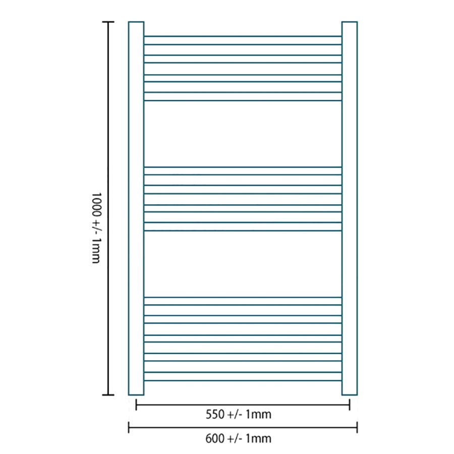 Eco Heat 1000 x 600mm Curved Chrome Heated Towel Rail