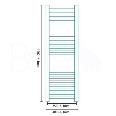 Eco Heat 1200 x 400mm Curved Chrome Heated Towel Rail