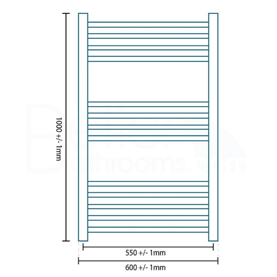 Eco Heat 1200 x 600mm Curved Chrome Heated Towel Rail
