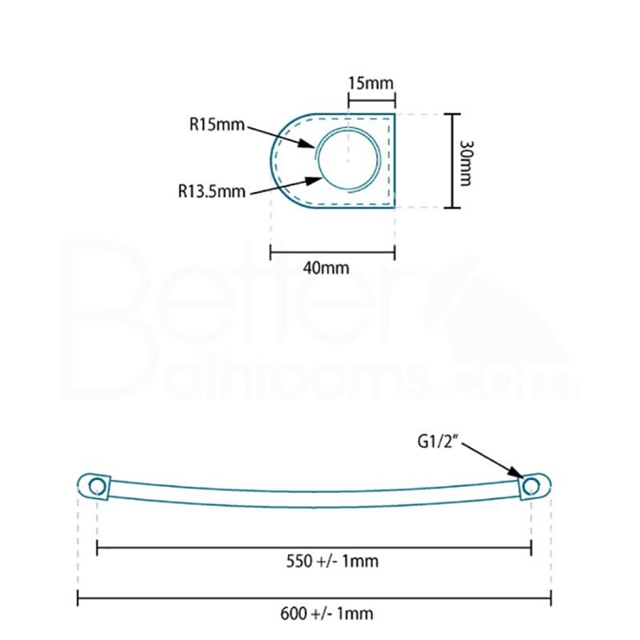 Eco Heat 1200 x 600mm Curved Chrome Heated Towel Rail
