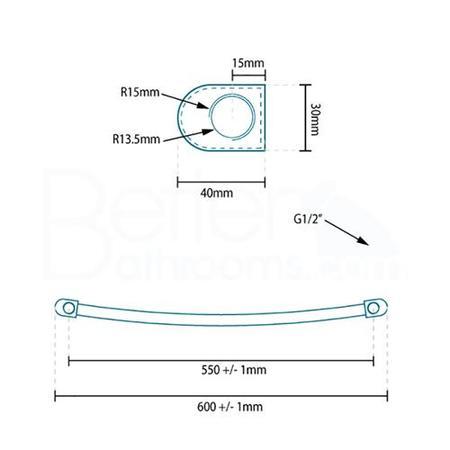 Eco Heat 1200 x 600mm Curved Chrome Heated Towel Rail
