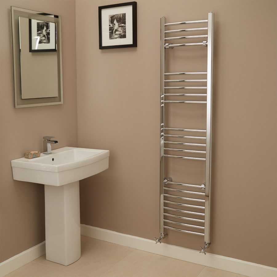 Eco Heat 1600 x 400mm Curved Chrome Heated Towel Rail