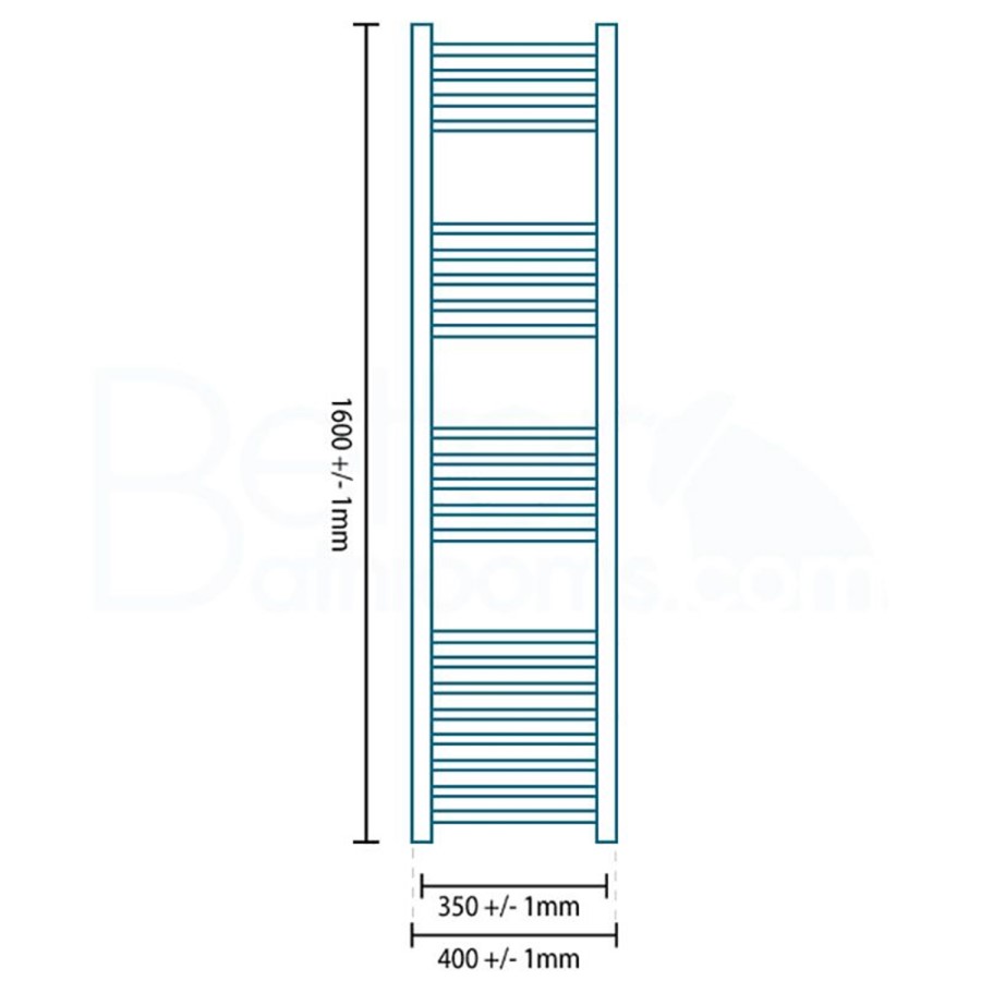 Eco Heat 1600 x 400mm Curved Chrome Heated Towel Rail