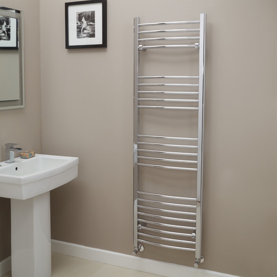 Eco Heat 1600 x 500mm Curved Chrome Heated Towel Rail