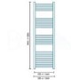 Eco Heat 1600 x 500mm Curved Chrome Heated Towel Rail