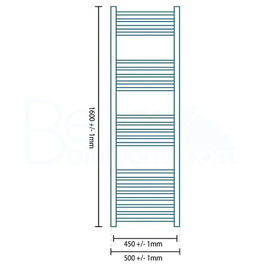 Eco Heat 1600 x 500mm Curved Chrome Heated Towel Rail