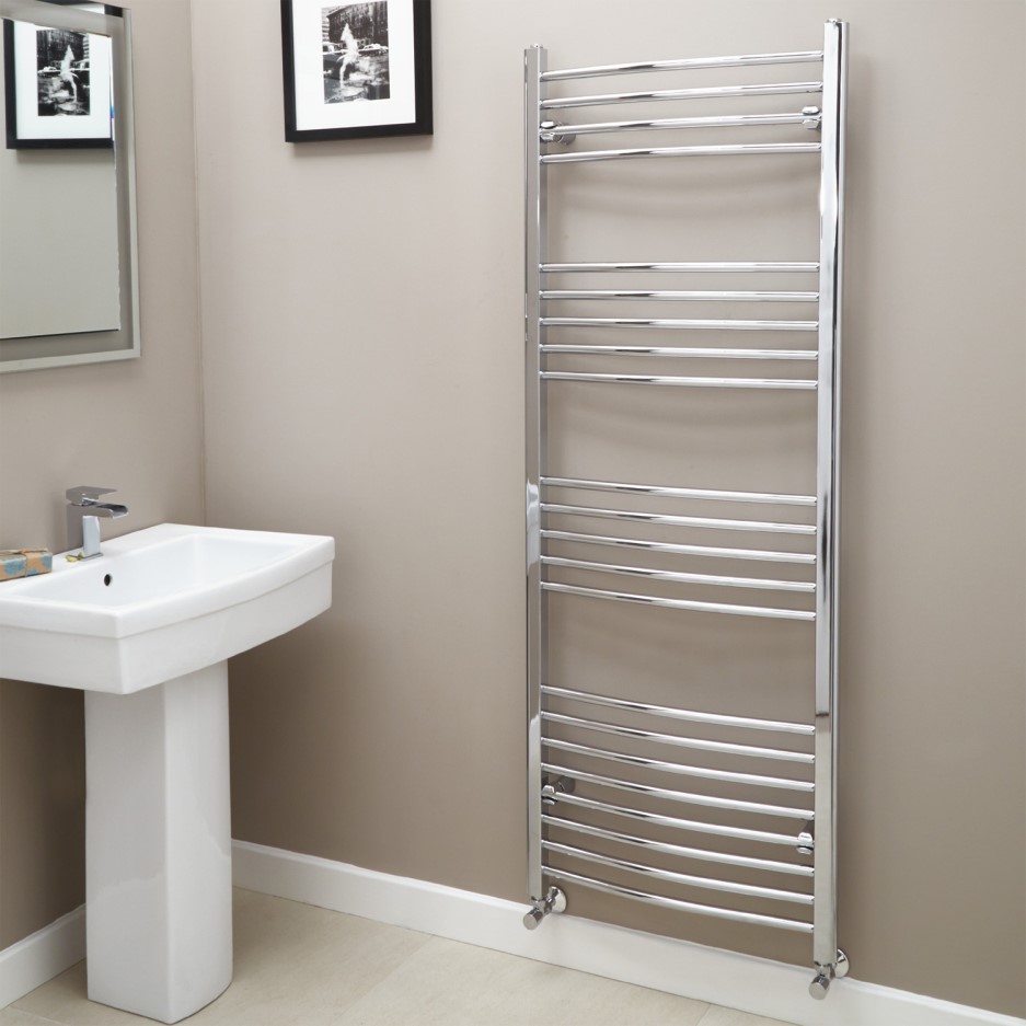 Eco Heat 1600 x 600mm Curved Chrome Heated Towel Rail Better Bathrooms