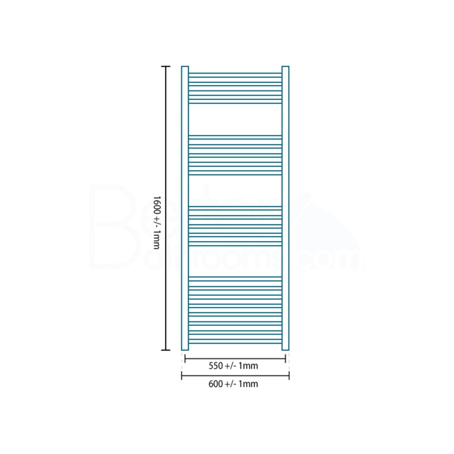 Eco Heat 1600 x 600mm Curved Chrome Heated Towel Rail