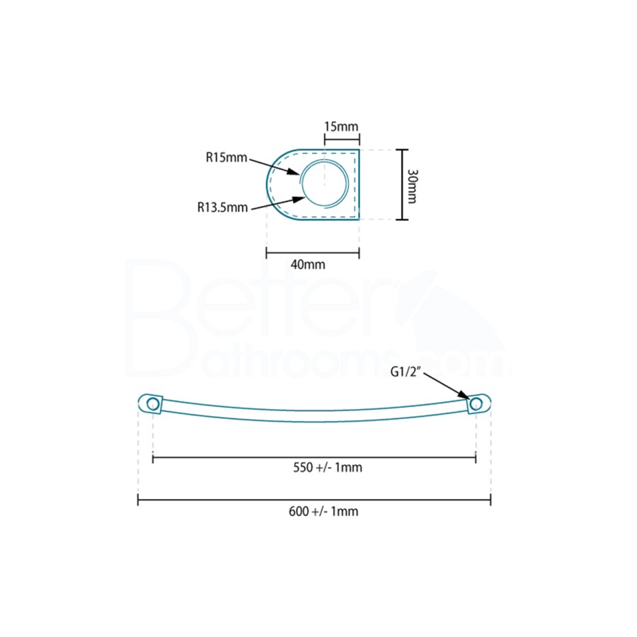 Eco Heat 1600 x 600mm Curved Chrome Heated Towel Rail