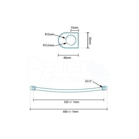 Eco Heat 1600 x 600mm Curved Chrome Heated Towel Rail