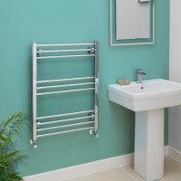 Eco Heat 800 x 600mm Straight Chrome Heated Towel Rail