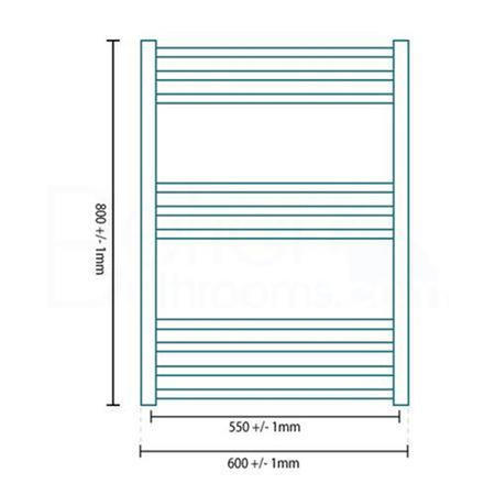 Eco Heat 800 x 600mm Straight Chrome Heated Towel Rail