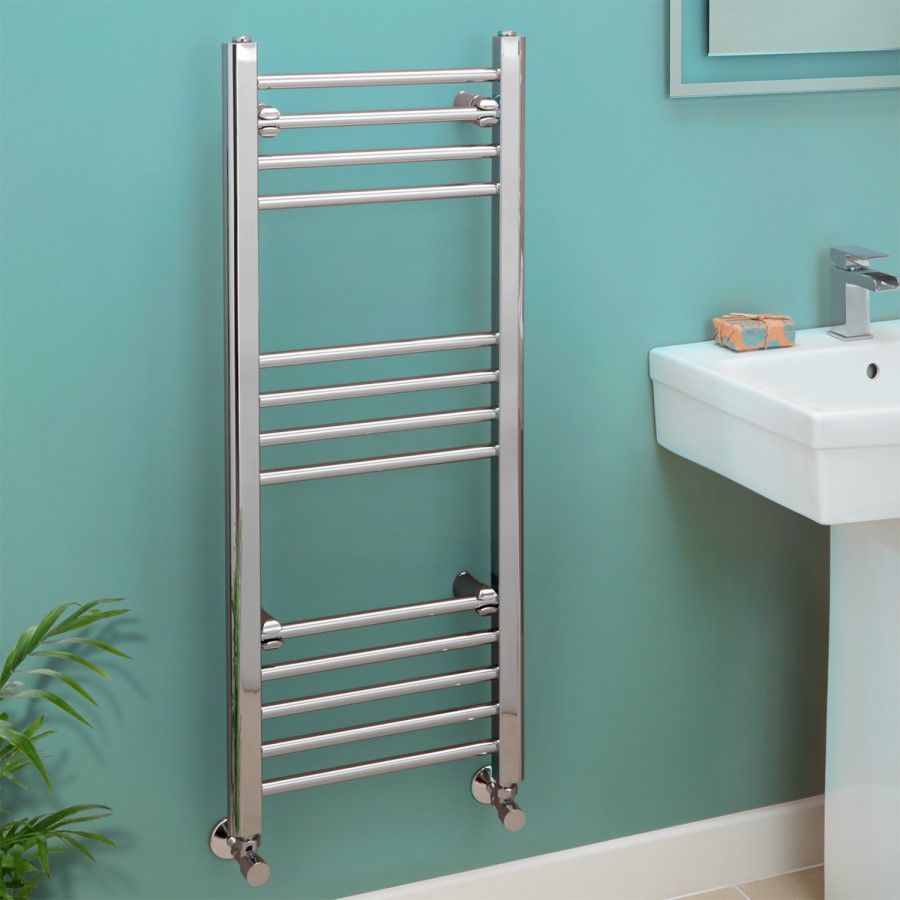 Eco Heat 1000 x 400mm Straight Chrome Heated Towel Rail