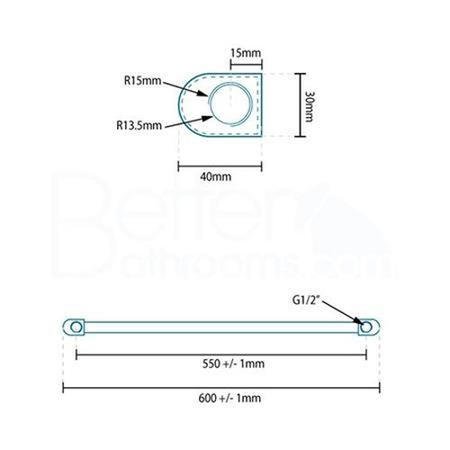 Eco Heat 1000 x 600mm Straight Chrome Heated Towel Rail