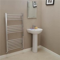 Eco Heat 1200 x 600mm Straight Chrome Heated Towel Rail 