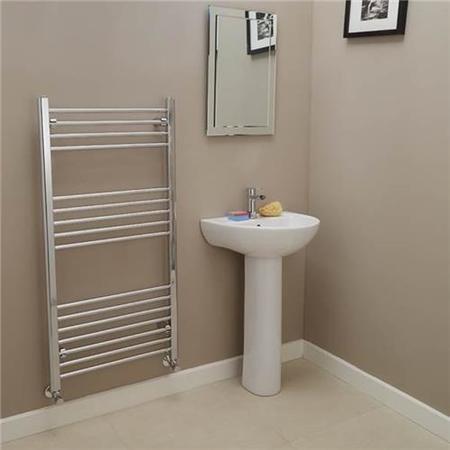 Eco Heat 1200 x 600mm Straight Chrome Heated Towel Rail 