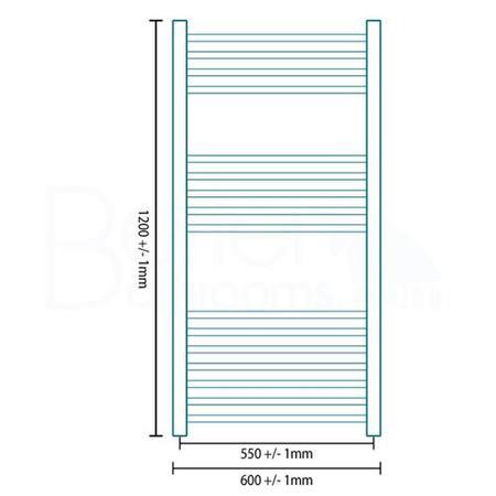 Eco Heat 1200 x 600mm Straight Chrome Heated Towel Rail 