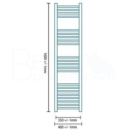 Eco Heat 1600 x 400mm Straight Chrome Heated Towel Rail