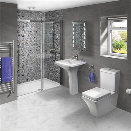 Aquafloe Elite ll 8mm 1000 x 800 Frameless Sliding Door Shower Enclosure & Tray with Montana Suite