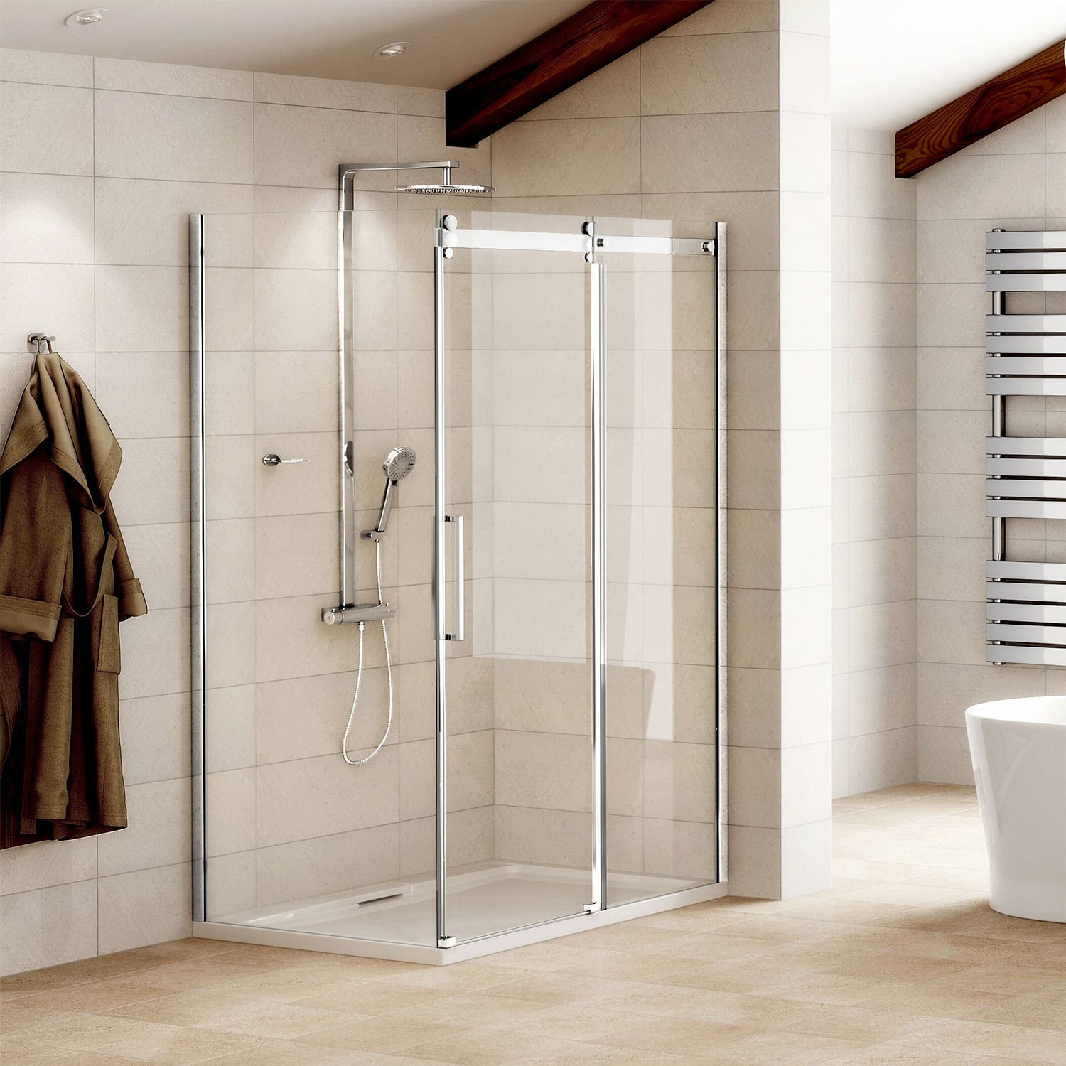 1000 X 800mm Sliding Shower Enclosure 8mm Glass Aquafloe Elite