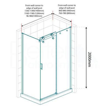 1000 x 900mm Frameless Sliding Shower Enclosure 8mm Glass - Aquafloe Elite II
