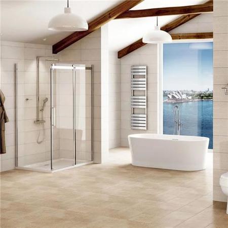 Aquafloe Elite ll 8mm 1200 x 800 Easy Clean Frameless Sliding Enclosure with Shower Tray