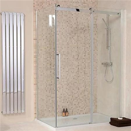 Aquafloe Elite ll 8mm 1200 x 800 Easy Clean Frameless Sliding Enclosure with Shower Tray