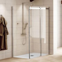 1200mm x 800 Frameless Sliding Door and Side Panel with Shower Tray 8mm Glass - Aquafloe Elite ll