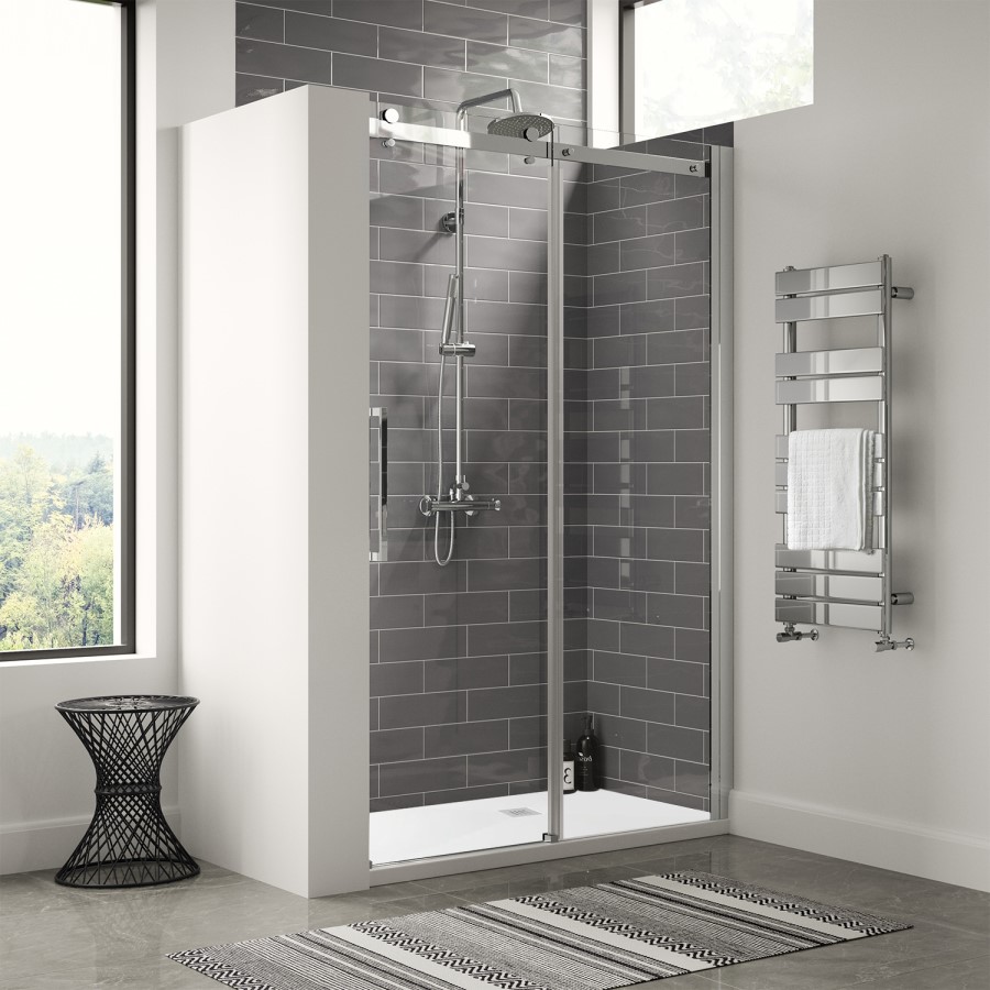 1200mm Frameless Sliding Shower Door Shower Tray - Aquafloe Elite II
