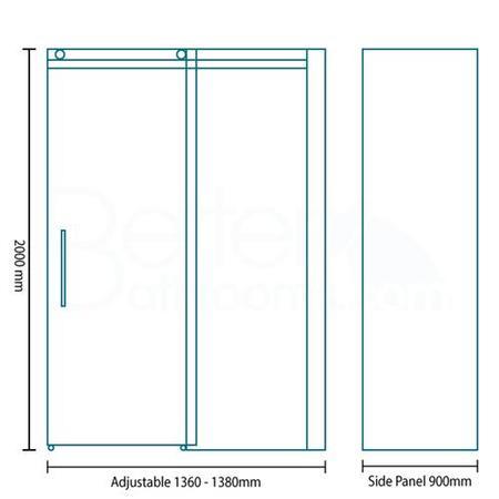 Sliding Shower Enclosure 1400 x 900mm  - 8mm Glass - Aquafloe Elite Range