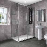 Sliding Shower Enclosure Right Hand 1400 x 900mm - 8mm Glass - Aquafloe Elite Range