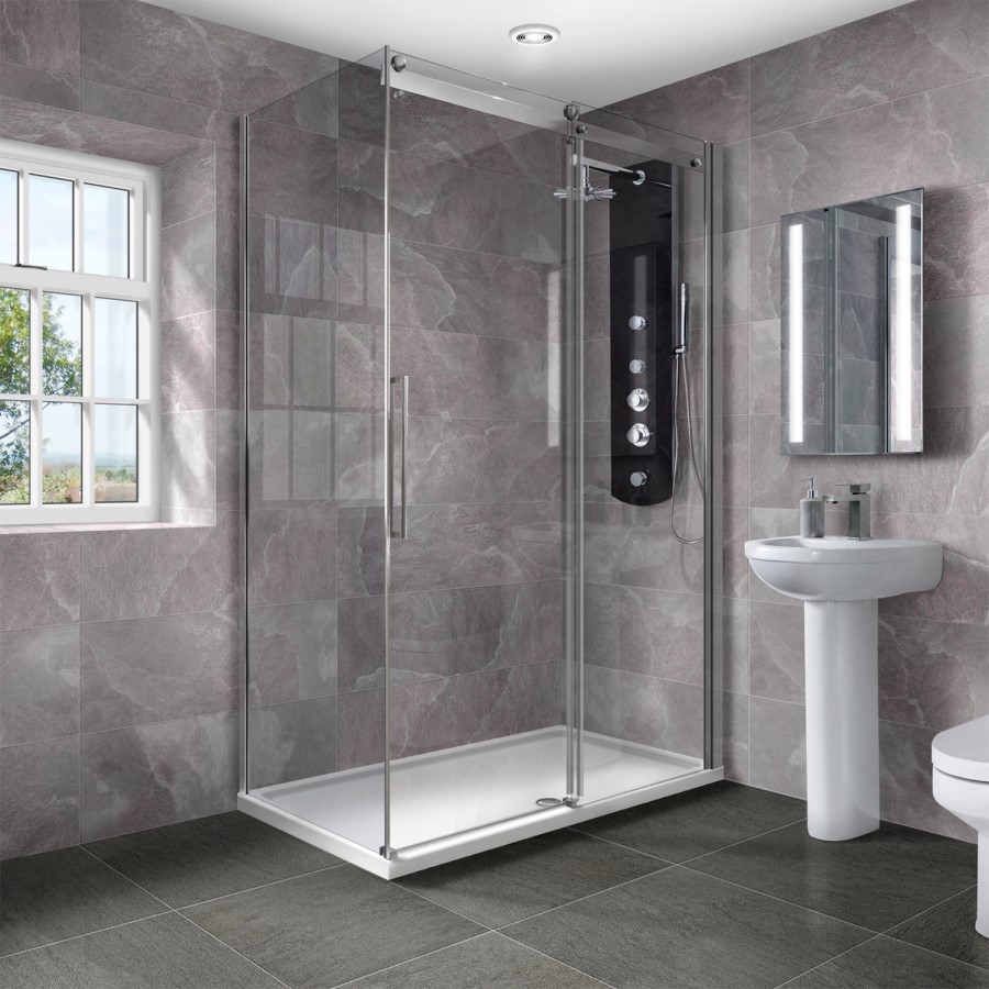 Sliding Shower Enclosure Right Hand 1400 x 900mm - 8mm Glass - Aquafloe Elite Range