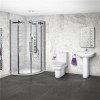 Aquafloe™ Elite ll 8mm 900 x 900 Frameless Sliding Door Quadrant Shower Enclosure w. Maine Toilet &amp; Albury Basin Suite
