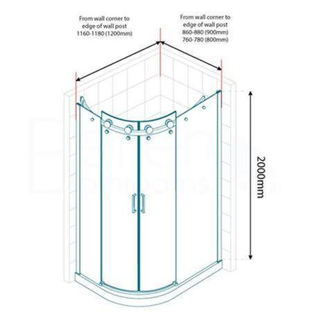 1200 x 800 Aquafloe Elite ll 8mm Right Hand Offset Quadrant Enclosure