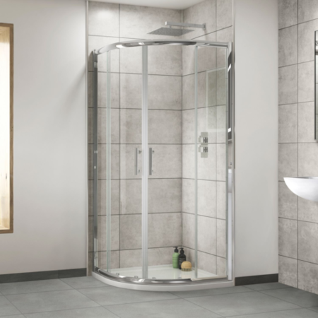 Sliding Door Quadrant Enclosure with Shower Tray 900 x 900mm - 6mm Glass - Aquafloe Range