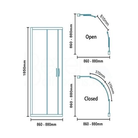 Quadrant Shower Enclosure 900mm with Shower Tray - 6mm Glass - Aquafloe Range