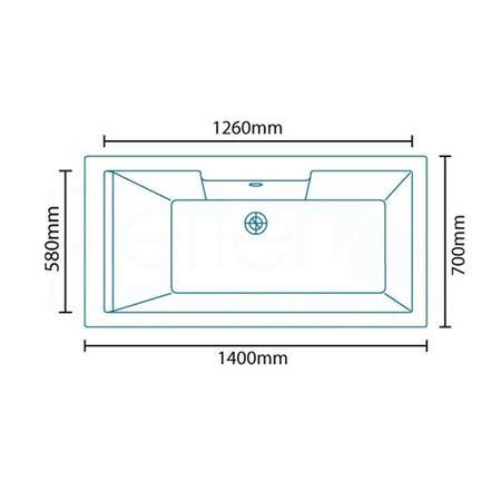 Tabor 1400 x 700 Shower Bath-Left hand bath