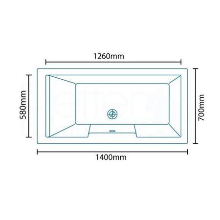 Tabor 1400 x 700 Shower Bath-Left hand bath