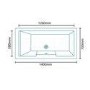 Tabor 1400 x 700 Shower Bath-Left hand bath