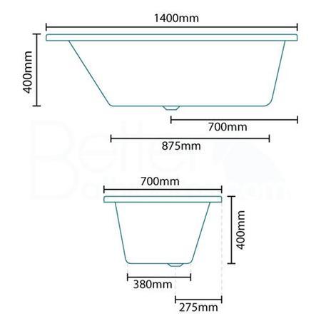 Tabor 1400 x 700 Shower Bath-Left hand bath