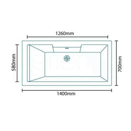 Left Hand Shower Bath with Screen and Towel Rail - L1400 x W700mm - Tabor