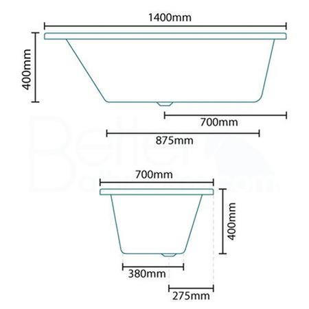 Left Hand Shower Bath with Screen and Towel Rail - L1400 x W700mm - Tabor