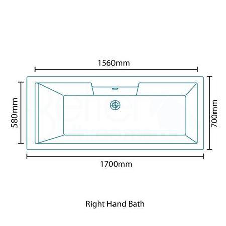 Tabor 1700 x 700 Shower Bath-Left Hand Bath with Single Screen