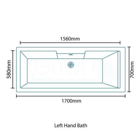 Tabor 1700 x 700 Shower Bath-Left Hand Bath with Single Screen