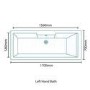 Tabor 1700 x 700 Shower Bath-Left Hand Bath with Single Screen