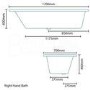 Tabor 1700 x 700 Shower Bath-Left Hand Bath with Single Screen