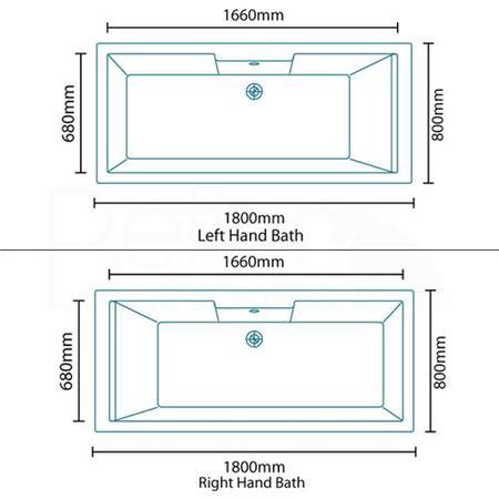 Tabor 1800 x 800 Airspa Bath-Single Bath Screen-Right hand bath
