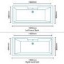 Tabor 1800 x 800 Airspa Bath-Single Bath Screen-Right hand bath