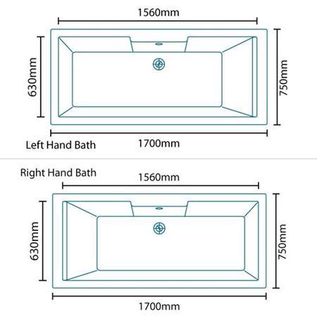 Tabor 1700 x 750 Deluxe Airspa Bath-Double Bath Screen-Right hand bath